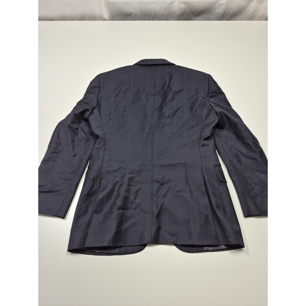 Peter Millar Blazer Mens 36S Blue 100% Wool Sport Coat Made In Canada Windowpane - Picture 9 of 14